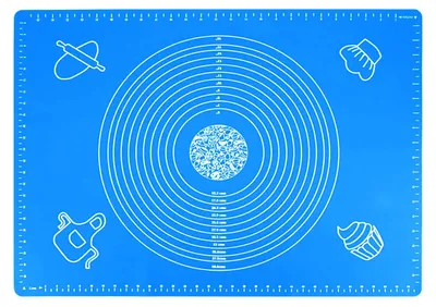 Produktbild von Silikon-Backmatte, antihaftbeschichtet, rutschfest, 50 x 40 cm, Teigmatte, Backmatte, Silikonmatte, Arbeitsmatte für Fondant, Gebäck, Pizza, blau