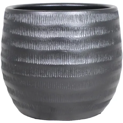 Produktbild von Floran Blumentopf - schwarz - Relief - Keramik - 17 x 14 cm
