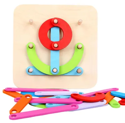 Productafbeelding van Houten Puzzel Pegbord met Bouwblokken voor Kinderen