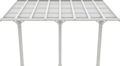 Produktbild von Anlehn-Carport Pergola aus Aluminium mit Polycarbonat-Dach – 15,13 m² – Weiß – PAZERA
