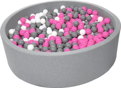 Produktbild von Bällebad für Kinder, Durchmesser ca. 125 cm + 1200 Bälle weiß, rosa, grau