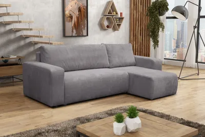 Produktbild von VENASI LUNA Universell Ecksofa mit Schlaffunktion und Bettkasten Cord Grau Schlafsofa Eckcouch Sofa