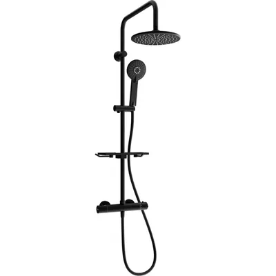 Obrázek produktu pro Mexen KT40 odkrytý sprchový set s dešťovou sprchovou hlavicí a termostatickou sprchovou baterií, Černá - 771504093-70