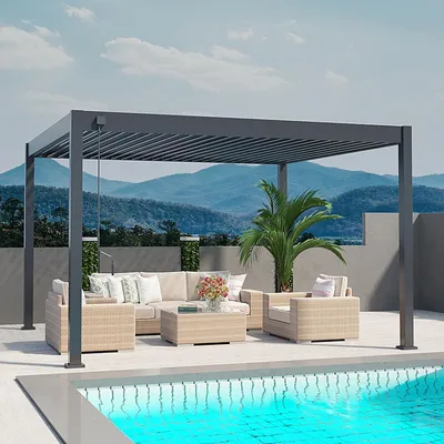 Produktbild von Weide Deluxe Pergola Voll-Aluminium 3,6x4m mit Lamellendach freistehend anthrazit