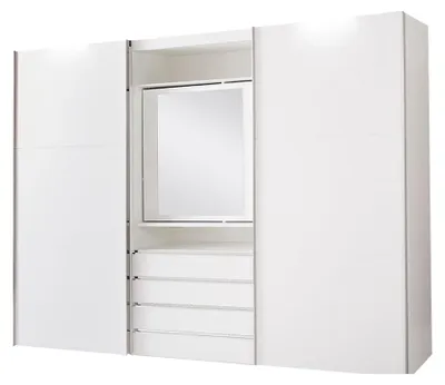 Image de Armoire à portes coulissantes Magie Armoire de chambre 300 cm blanc Élément miroir pivotant (16138)