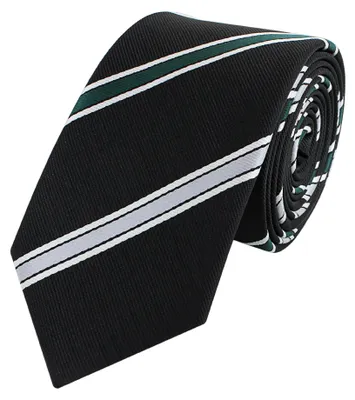 Produktbild von Fabio Farini - 1 Stück gestreifte Herren Krawatte - Tie mit Streifen in 6cm oder 8cm Breite Schmal (6cm), Schwarz/Silber/Grün/Weiß