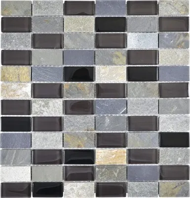 Produktbild von Glasmosaik mit Naturstein mix 31x32,2 cm