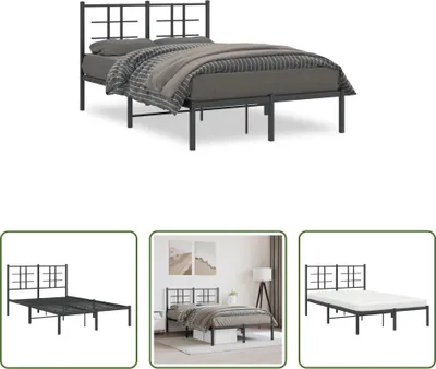 Produktbild von The Living Store Bettgestell mit Kopfteil Metall Schwarz 120x200 cm