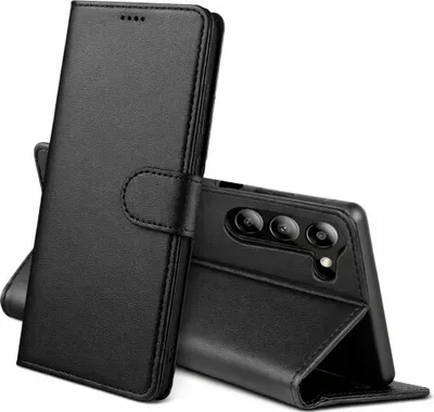 Produktbild von Hülle für Samsung Galaxy S26 - Schwarze Brieftasche Klappe Magnetisiert Aufbewahrung Karten Handyhülle Phonillico®