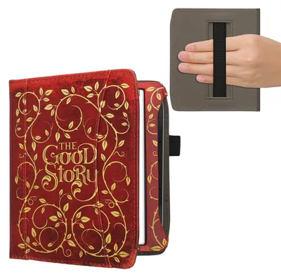 Produktbild von kwmobile Flip Hülle kompatibel mit Pocketbook Era / Era Color - Vorderfach Handschlaufe - Buchcover Good Story Gelb Orange Rot