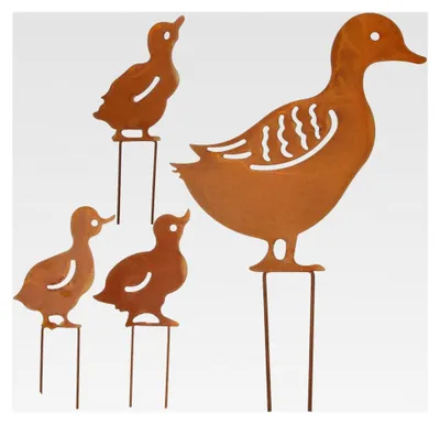 Produktbild von Metallene Gartenente Dekoration Hohle Entendekoration Gartendeko Silhouette Wetterfeste Entenfigur Gartenstatuen Für Rasen, Hof Und Terrasse 11,4 X 8,3 Zoll