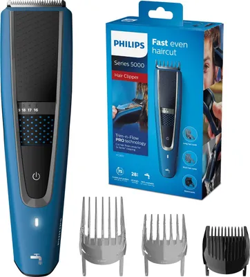 A Philips hair clipper and its packaging are displayed.