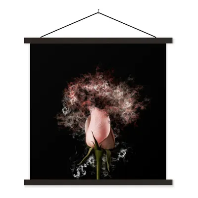 Produktbild von MuchoWow® Textilposter Rosen - Blumen - Rosa 60x60 cm mit schwarzem Rahmen - Posteraufhänger
