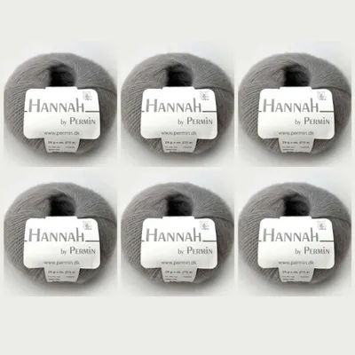 Produktbild von 6x Hannah by Permin – s Garn aus Merino, Seide und Kaschmir (08 Hellgrau)