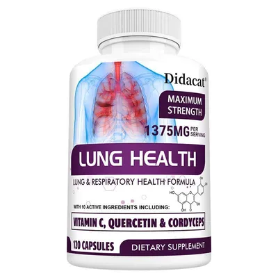Produktbild von Lung Health 1375mg (120 Kapseln) Nahrungsergänzungsmittel, Lunge, Atemwege, Lungengesundheit, Detox, Reinigung, Entgiftung