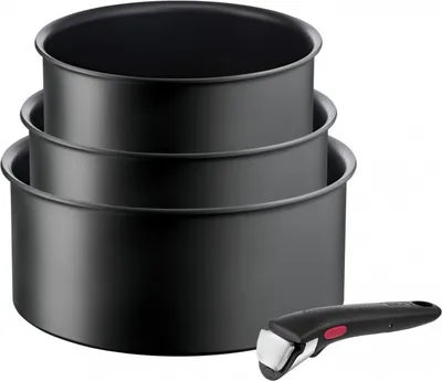 Zdjęcie produktu dla TEFAL Set de Ingenio Ultimate L7649453 - 4-częściowy, uniwersalny garnek do gotowania, 16-20 cm, nieprzywierająca powłoka, zdejmowany uchwyt, równomierne rozprowadzanie ciepła, czarny