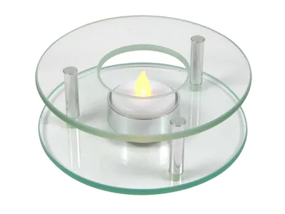 Produktbild von Stövchen aus Glas und Edelstahl - 12 cm - Teewärmer für Kannen und Tassen