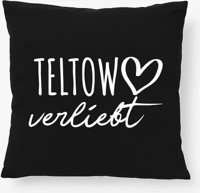 Produktbild von Huuraa Kissen Teltow verliebt 40x40cm mit Füllung Black Baumwolle Dekokissen Geschenkidee