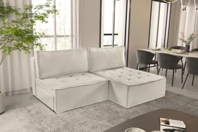 Produktbild von Ecksofa Schlafsofa AMALIA Stoff Raven Creme Ottomane Rechts