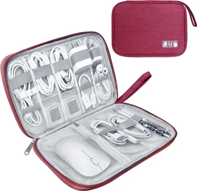 Produktbild von Aufbewahrungstasche Elektronik Zubehör Organizer Reise Tasche Mappe Etui Koffer Rot