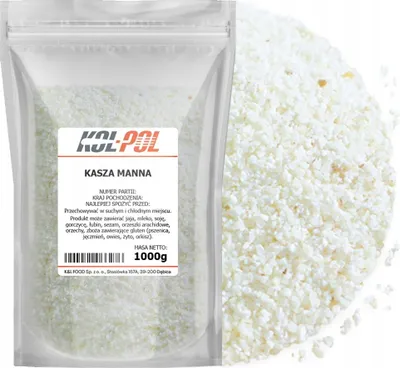 Zdjęcie produktu dla KASZA MANNA 1kg Grysik naturalna kaszka do deserów wysoka jakość Kol-Pol