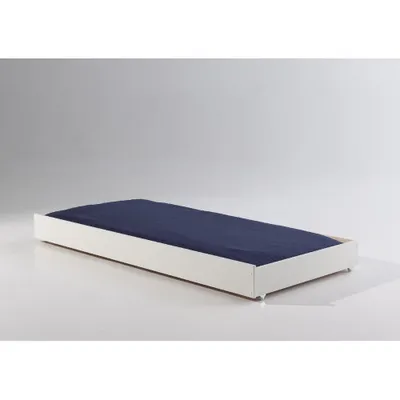 Produktbild von Vipack Bettschublade Pino zum unterschieben, Liegefläche 90x195 cm - Kiefer massiv weiß lackiert, Maße: 196 cm x 19 cm x 94 cm; PIRB9014