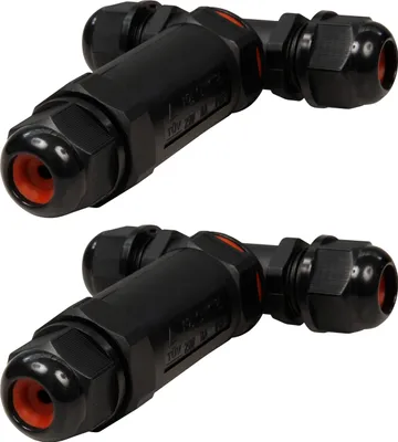 Produktbild von 2x Kabel-T-Verbinder Wasserdicht 3-Polig 1,5mm² Kabelmuffe 250V 16A Dosenmuffe