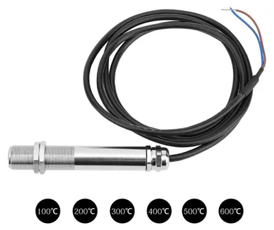 Zdjęcie produktu dla Czujnik temperatury Sonda Stały termometr na podczerwień Akcesoria Części przemysłowe 12 V–24 V DC 4–20 mA 0–600 ℃