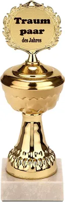 Immagine prodotto di Trofeo d'oro BRUBAKER - trofeo con base in marmo - idea regalo per matrimonio e anniversario di fidanzamento - motivo: coppia da sogno dell'anno
