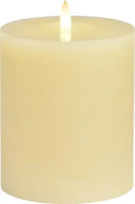 Image de Bougie LED en cire véritable vacillante, 10x12 cm, crème-blanc