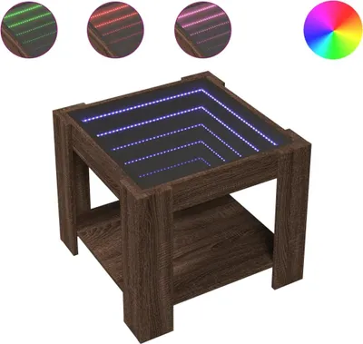 Produktbild von vidaXL LED-Couchtisch Braun Eichen-Optik 53x53x45 cm Holzwerkstoff