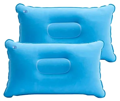Produktbild von 2 Stück 34 * 22CM Kissen aufblasbar,nackenkissen aufblasbar,Aufblasbares kopfkissen,Aufblasbares Kissen Camping Reisekissen Luftkissen Kopfkissen, Nackenkissen Strandkissen（Himmelblau）