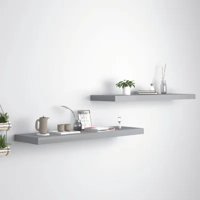 Immagine prodotto di Maison Exclusive - Mensole a muro sospese, 2 pezzi, grigio, 90x23,5x3,8 cm, MDF
