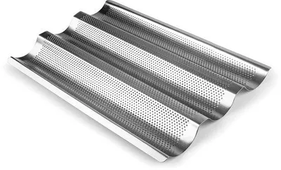 Productafbeelding van Bakken met een RVS Baguette Bakplaat voor 3 Baguettes