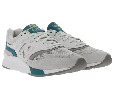 Produktbild von New Balance 997H Sneaker flache Damen Turnschuhe mit türkisen Details Grau, Größe:36