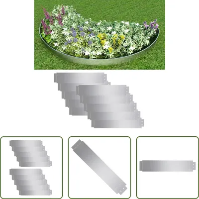 Immagine prodotto di The Living Store Bordatura per prato 10 pz. Acciaio zincato 100 x 20 cm