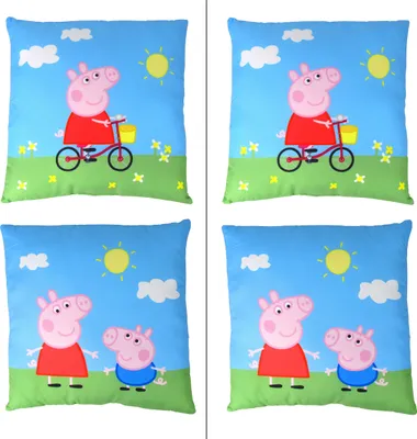 Produktbild von 2 Stück Peppa Wutz und Schorsch Kinderkissen - Dekokissen ca. 30cm x 30cm - STANDARD 100 by ® e Qualität- Original Lizenzware