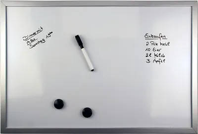 Produktbild von Whiteboard magnetisch mit Alurahmen 90 x 60 cm 2 Magnete Boardmarker