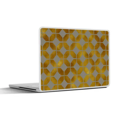 Produktbild von MuchoWow® Laptop Aufkleber Sticker Cover Muster - Gold - Figur - Grau 40x30 cm - Laptop Dekoration - Selbstklebend