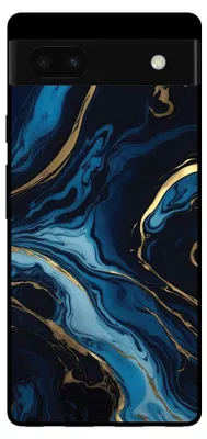 Produktbild von Smartphonica Handytasche für Google Pixel 6 mit Marmordruck - TPU Rückseite Abdeckung Fall Marmor Design - Gold Blau