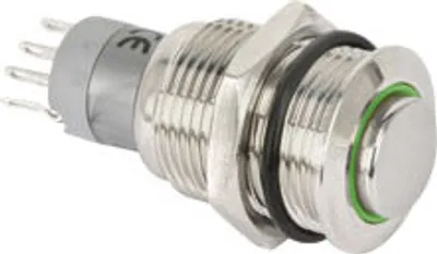 Produktbild von Metall-Einbaudrucktaster mit LED-Beleuchtung, LED-Ring grün