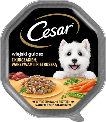 Produktbild von Cesar Landragout Nassfutter für ausgewachsene Hunde mit Geflügel und Gemüse, Schale 14 x 150g