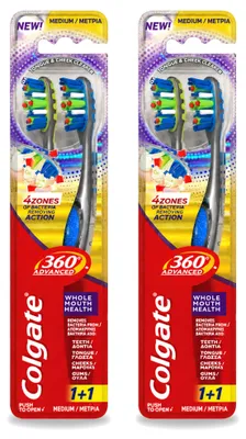 Obrázek produktu pro 2 ks zubní kartáček Colgate 360° Advanced - střední tuhost - výhodná balení - 2 kusy