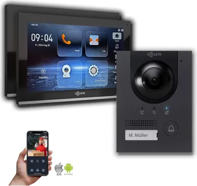 Produktbild von IP Gegensprechanlage | 10 Zoll Monitor | Anthrazit  : 2 Monitore : 10 Zoll Weiß : Unterputzdose Monitor Anzahl: 2 Monitore Monitor Farbe: 10 Zoll Weiß Montage: Unterputzdose