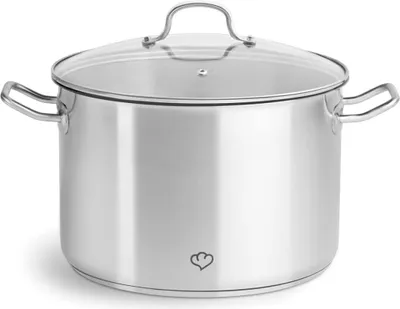 Produktbild von SPRINGLANE Edelstahl Kochtopf mit Glasdeckel 11 L, Gemüsetopf Induktion, Suppentopf, Nudeltopf inkl. Siebeinsatz/Dampfgarer und Nudelsieb