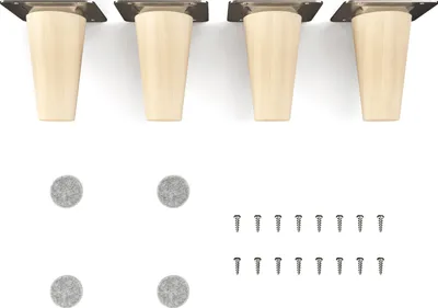 Produktbild von 4x sossai Holzfüße rund - gerade Ausführung 8cm Buche Naturbelassen