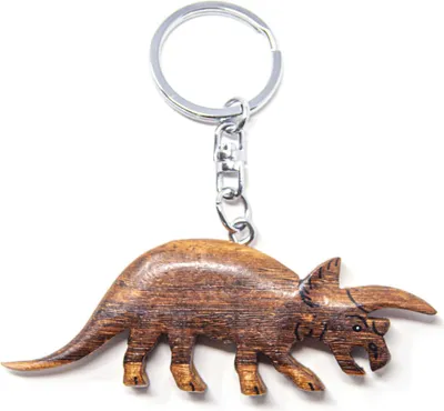 Image de Porte-clés en bois - Triceratops