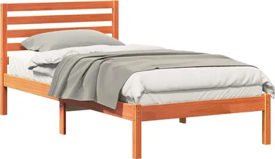 Image de vidaXL Cadre de lit brun cireux 100 x 200 cm Pin massif