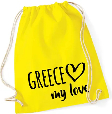 Produktbild von Huuraa Turnbeutel Greece my love 12 Liter Yellow Baumwolle Rucksack Geschenkidee