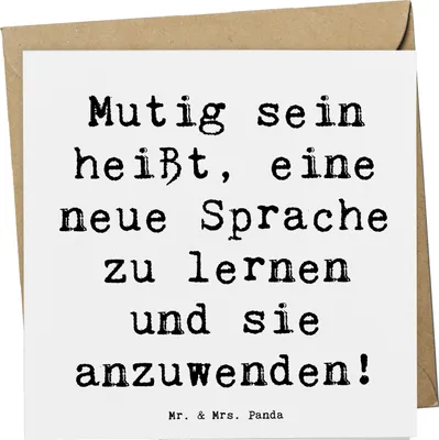 Produktbild von Mr. & Mrs. Panda Grußkarte Spruch Sprachen Lernen und Anwenden - Weiß - Geschenk, faltkarte, Trost, Vertrauem, Möglichkeiten durch, anlasskarte, neue Sprache, Zuversicht